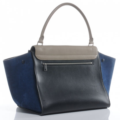 Celine Calfskin and Suede Large Tri-Color Trapeze Royal Blue 3 of 7
