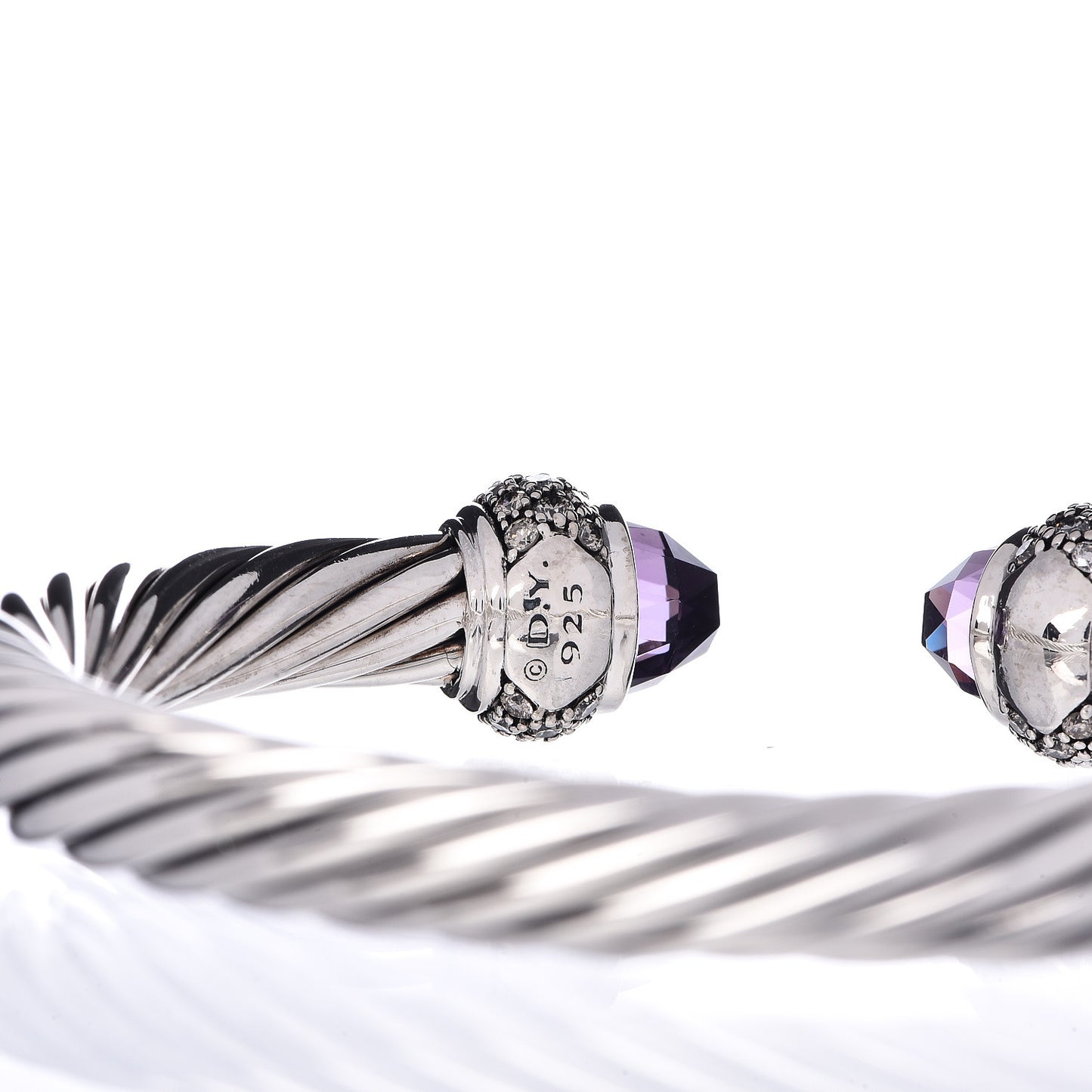 Sterling Silver Diamond Amethyst 7mm Moonlight Ice Cable Bracelet