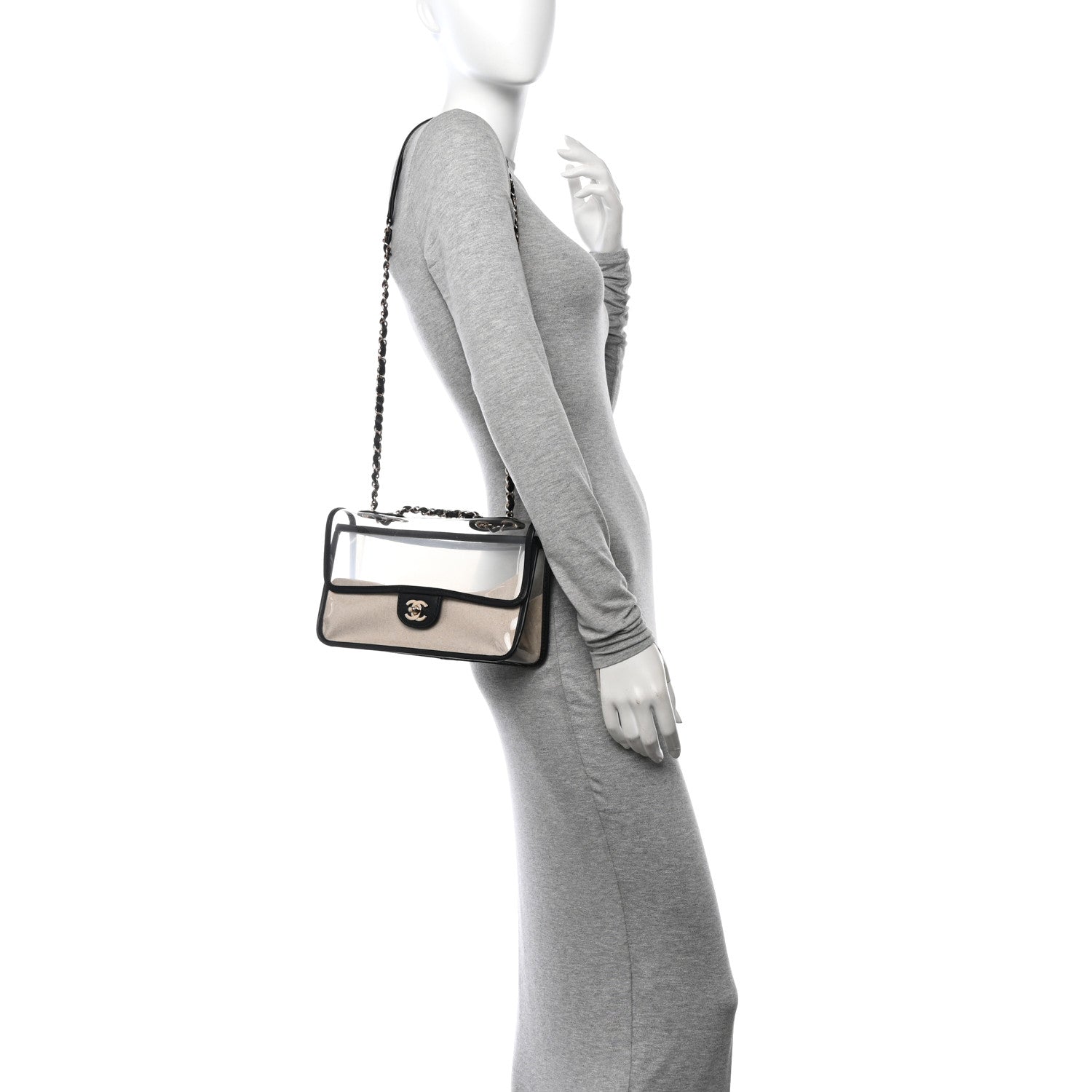 Chanel Lambskin PVC Medium Coco Sand Flap Black 2 of 11