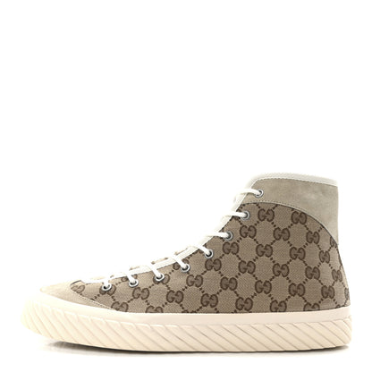 Gucci Monogram Suede Mens Tortuga High Top Sneakers 10.5 Beige Ebony Oatmeal Mystic White 1 of 9