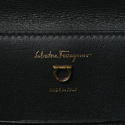 Salvatore Ferragamo Calfskin Trifolio Top Handle Bag Black 5 of 9