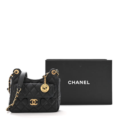 Chanel Caviar Quilted Small Wavy CC Hobo Black 11 of 11
