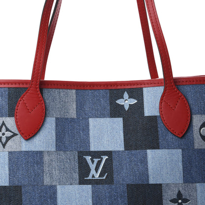 Louis Vuitton Denim Damier Monogram Patchwork Neverfull Blue Rouge 11 of 12