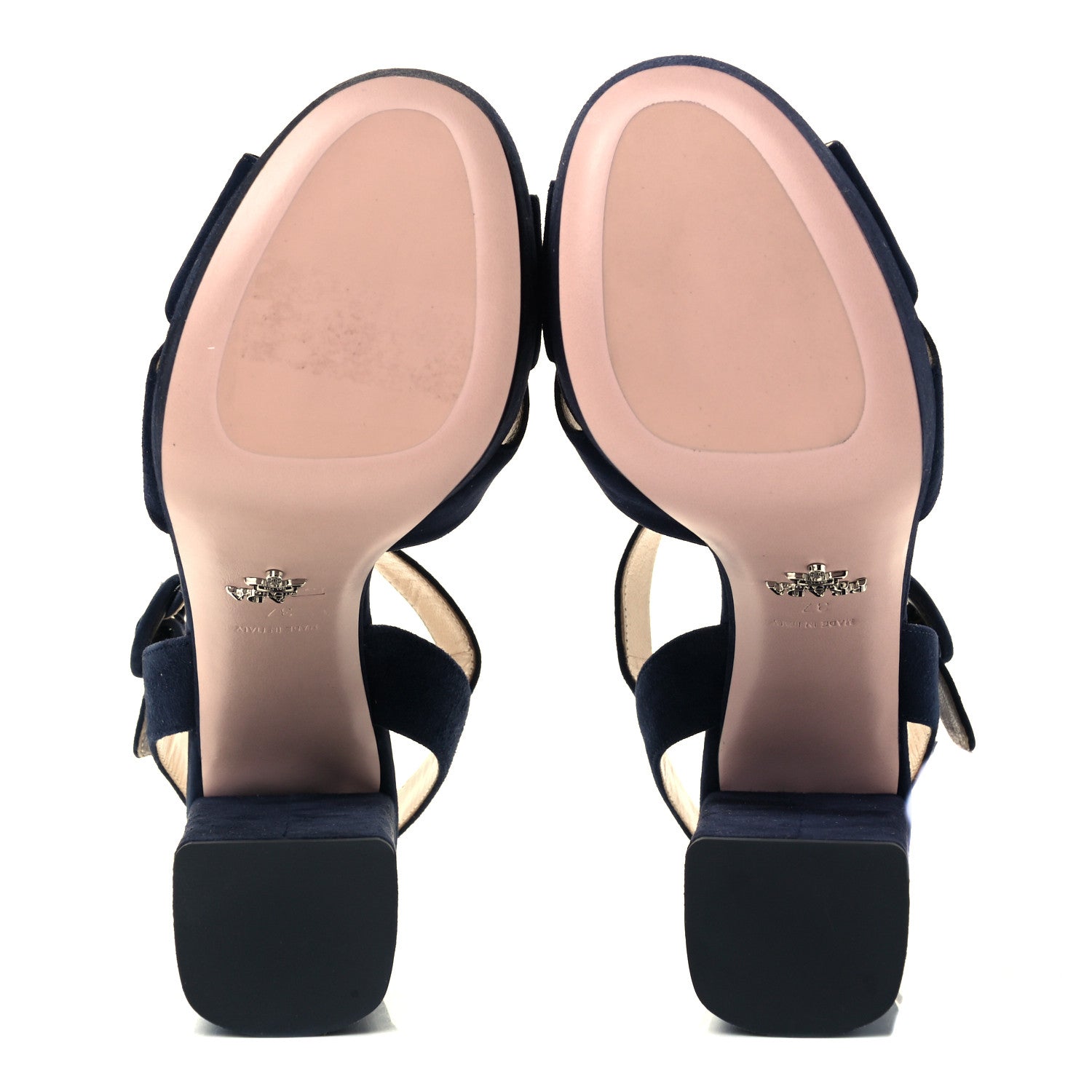 Prada Suede Platform Sandals 37 Navy 7 of 10