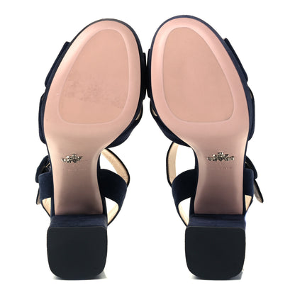 Prada Suede Platform Sandals 37 Navy 7 of 10