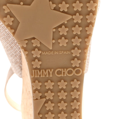 Jimmy Choo Glitter Mesh Cork Praise Espadrille Wedge Sandals 36.5 Powder Pink 7 of 8
