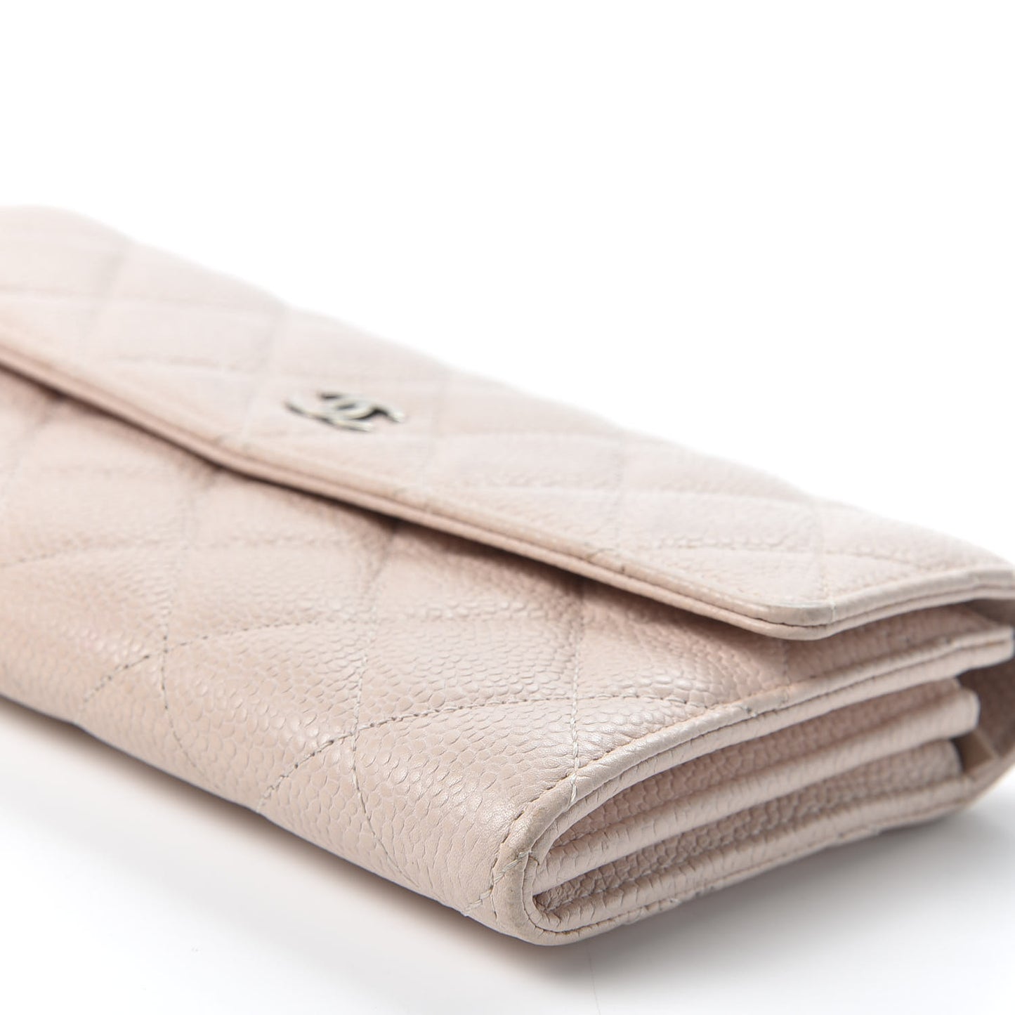 Caviar Quilted Large Gusset Flap Wallet Pink
