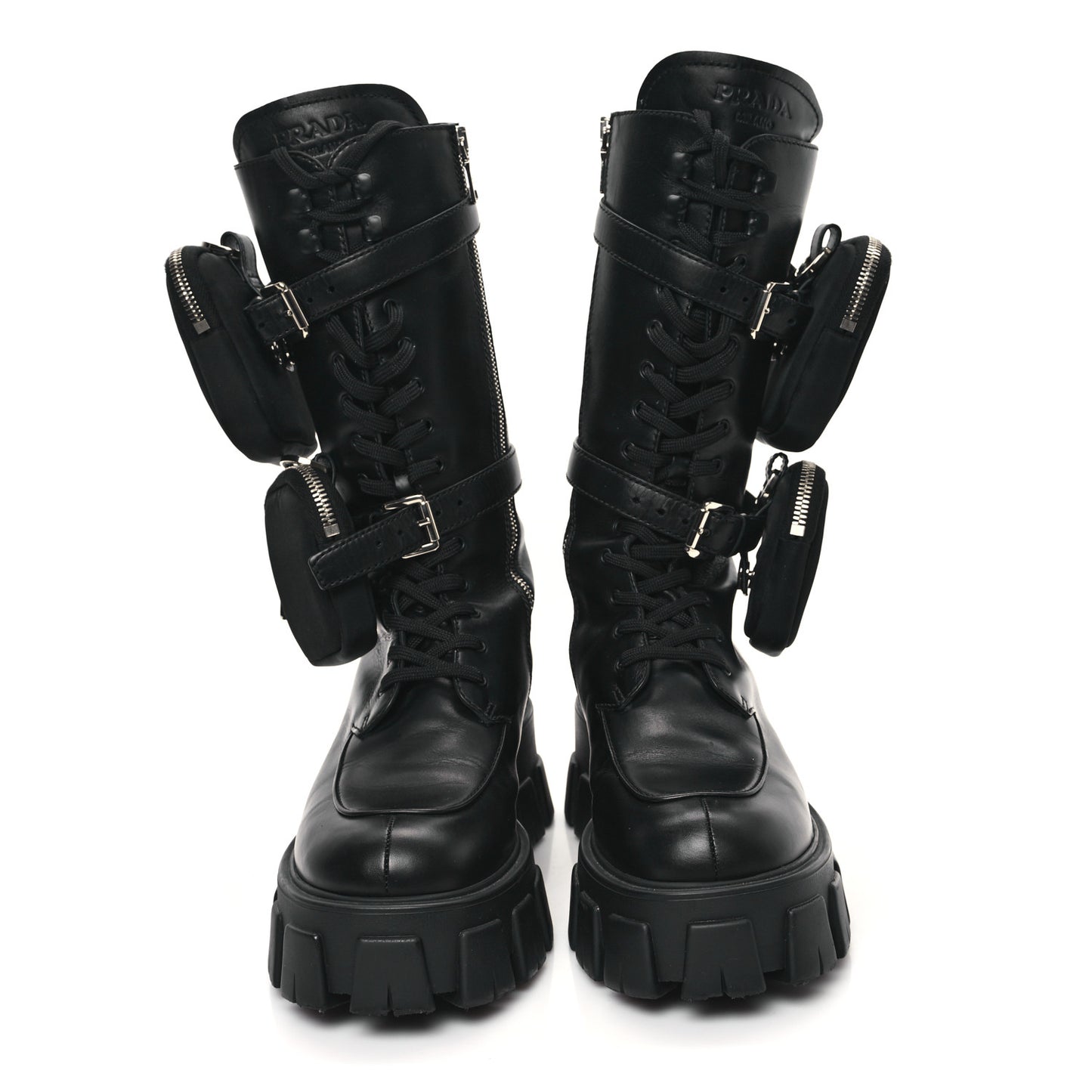 Spazzolato Rois Re-Nylon Metal Triangle Logo Monolith Pouch Pocket 55mm Tall Combat Boots 40 Black