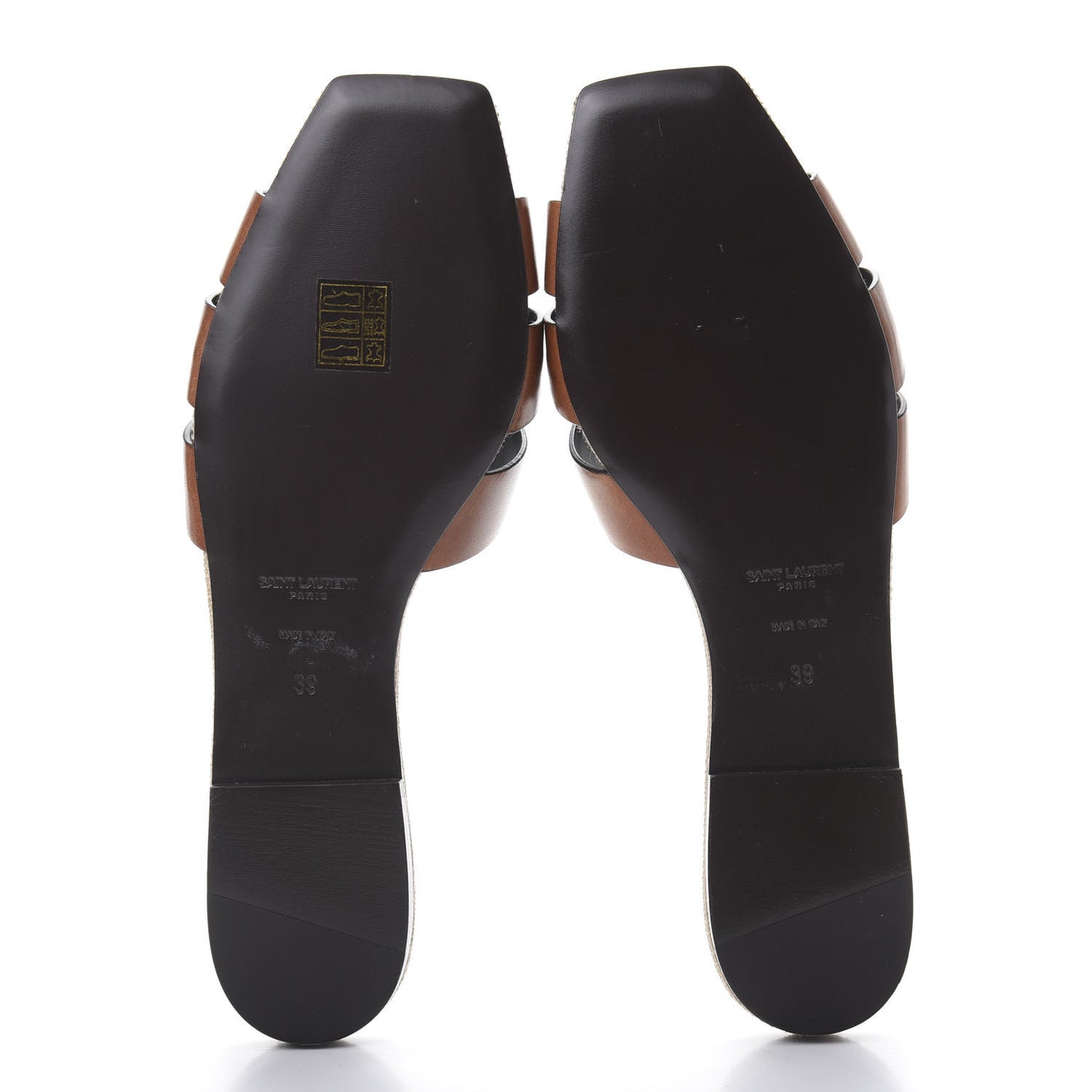 Calfskin Canvas Tribute 05 Slide Sandals 39 Brown
