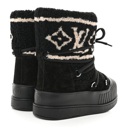 Louis Vuitton Suede Shearling Polar Flat Half Boots 36 Black 4 of 8