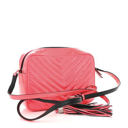 Saint Laurent Patent Calfskin Matelasse Monogram Lou Camera Bag Neon Pink 3 of 9