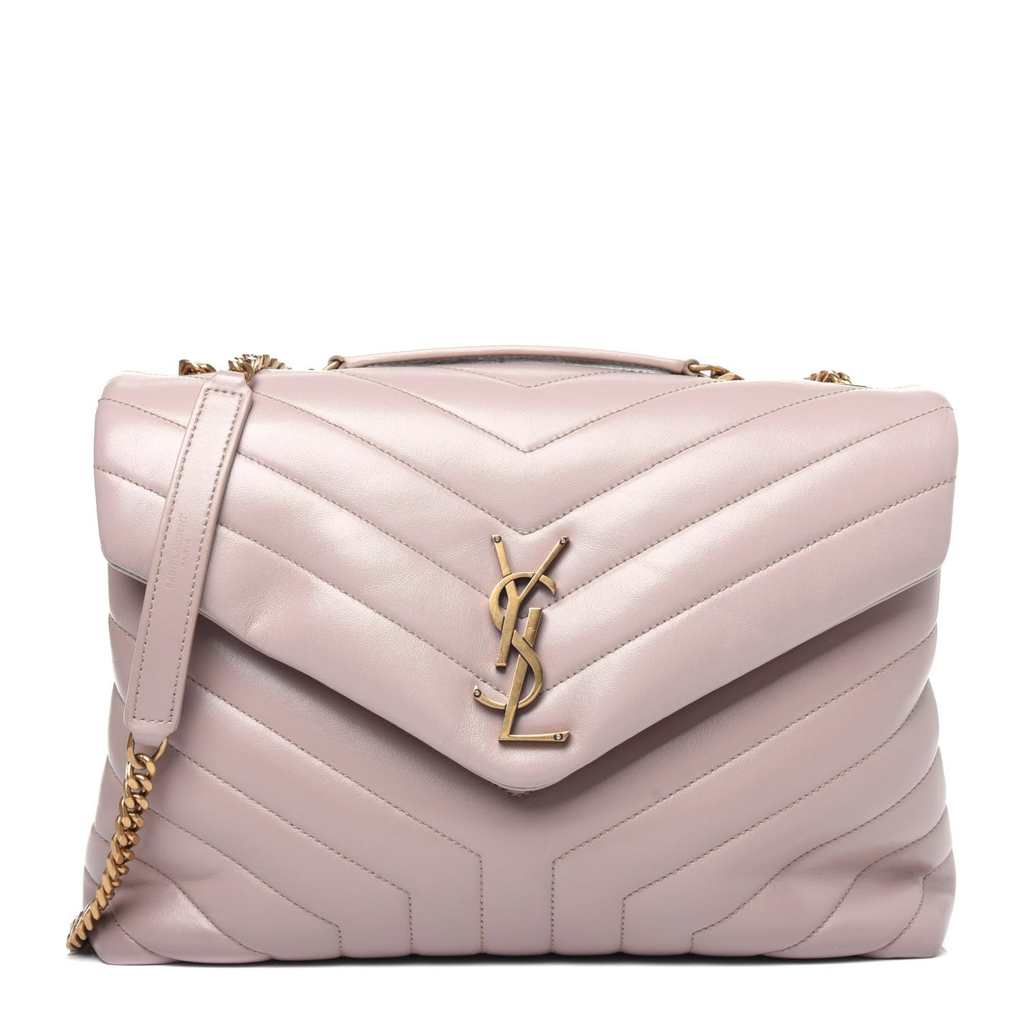 Calfskin Y Quilted Monogram Medium Loulou Chain Satchel Light Natural