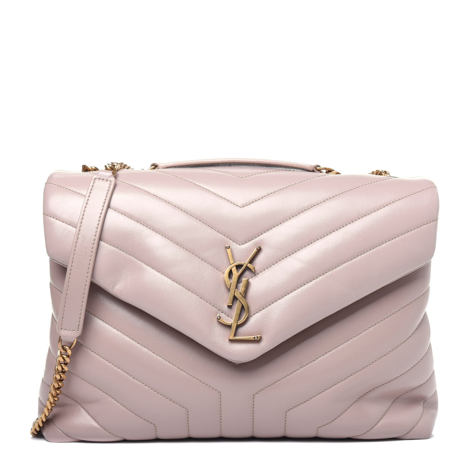 Saint Laurent Calfskin Y Quilted Monogram Medium Loulou Chain Satchel Light Natural 1 of 18