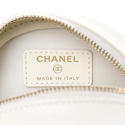 Chanel Caviar Quilted Round Clutch With Chain White 6 of 10