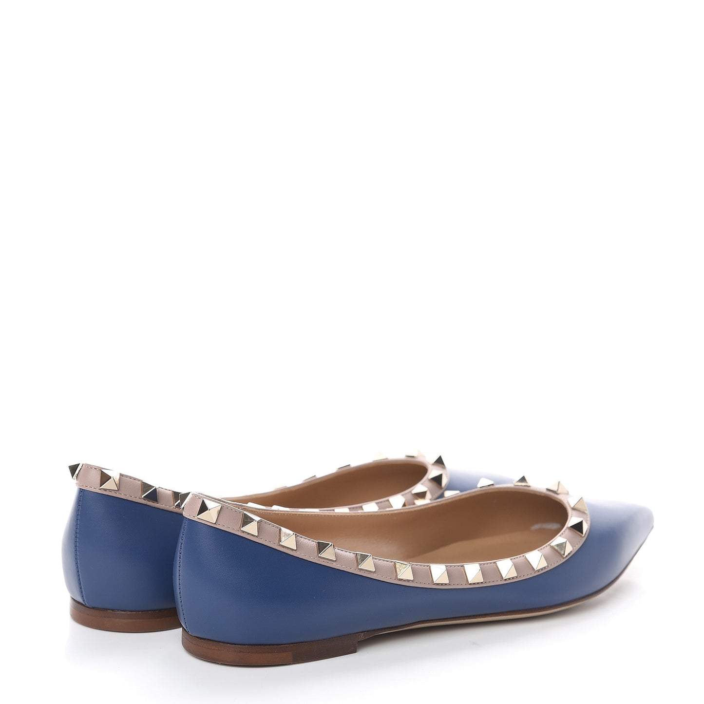 Nappa Rockstud Ballerina Flats 37.5 Light Ocean Poudre