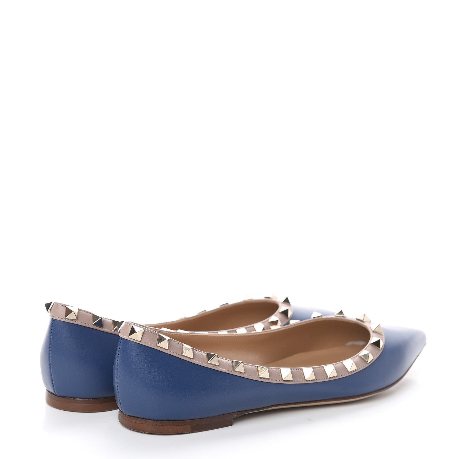 Valentino Garavani Nappa Rockstud Ballerina Flats 37.5 Light Ocean Poudre 4 of 8