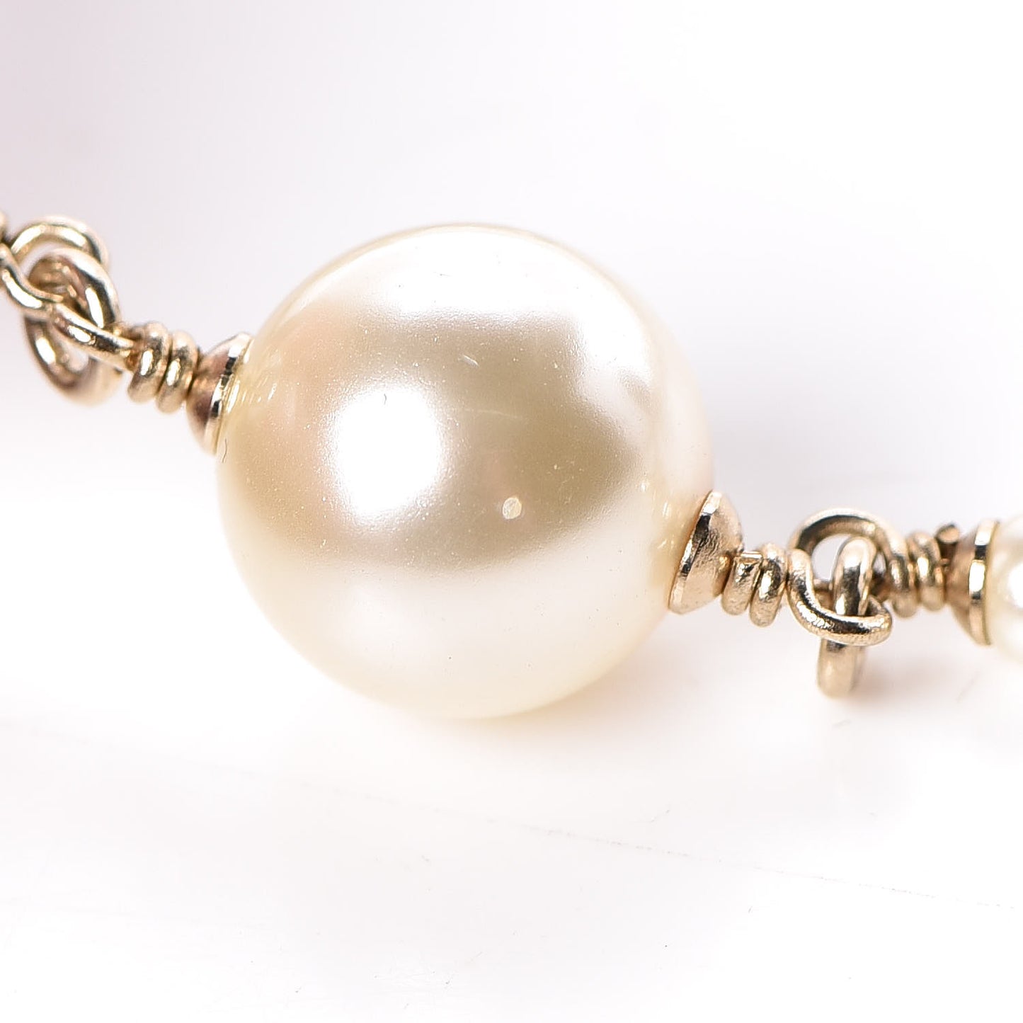 Pearl Flower CC Multi Strand Long Necklace Gold