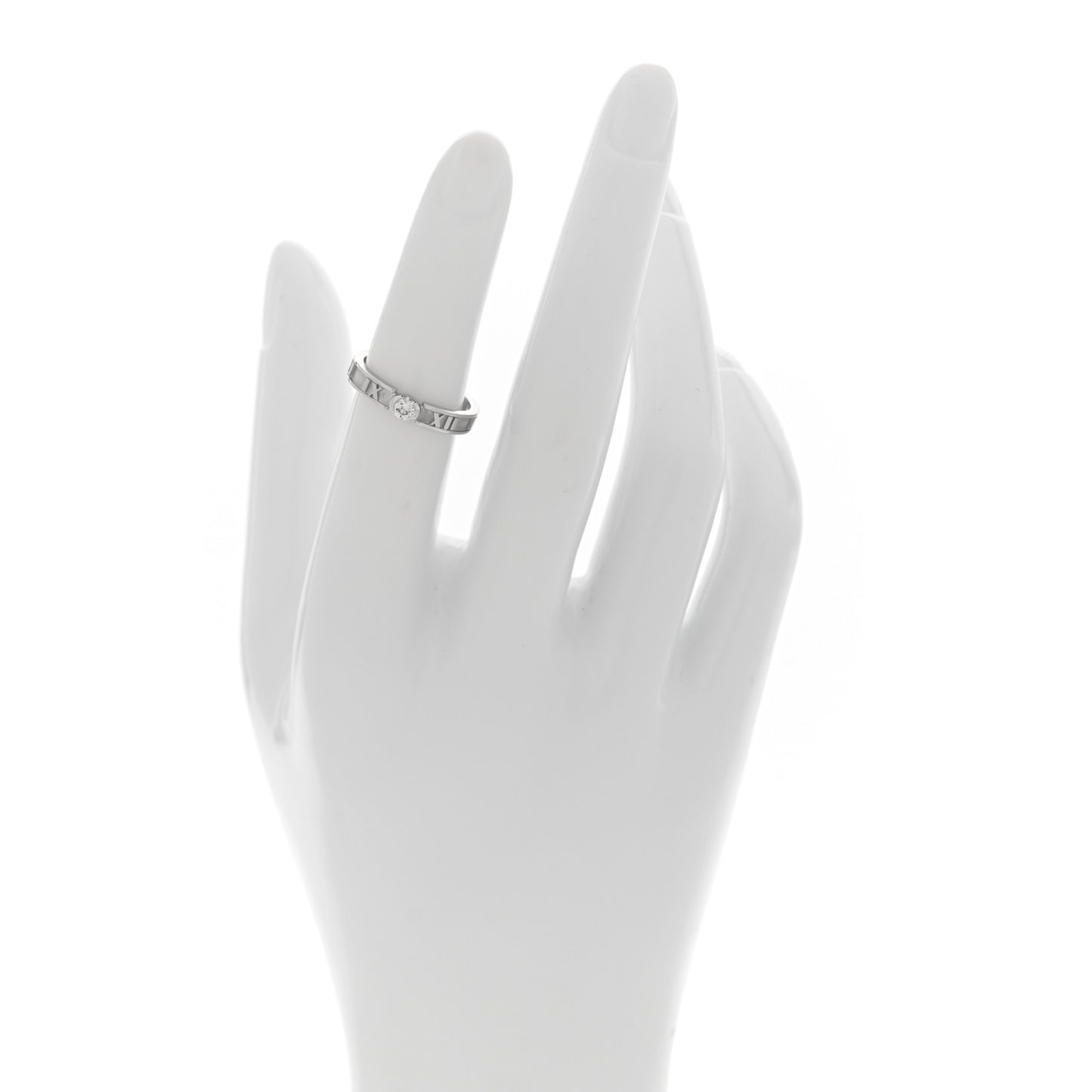 18K White Gold Diamond Atlas Solitaire Band Ring 49 5