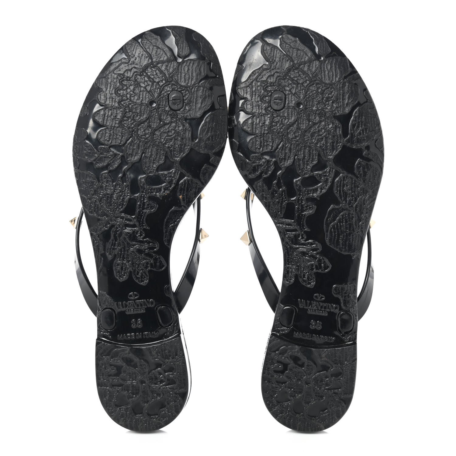 Valentino Garavani PVC Jelly Rockstud Bow Thong Sandals 36 Black 5 of 7