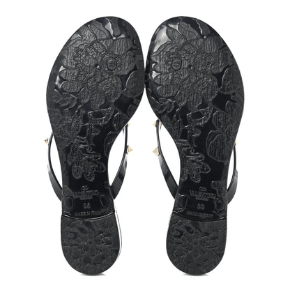 Valentino Garavani PVC Jelly Rockstud Bow Thong Sandals 36 Black 5 of 7