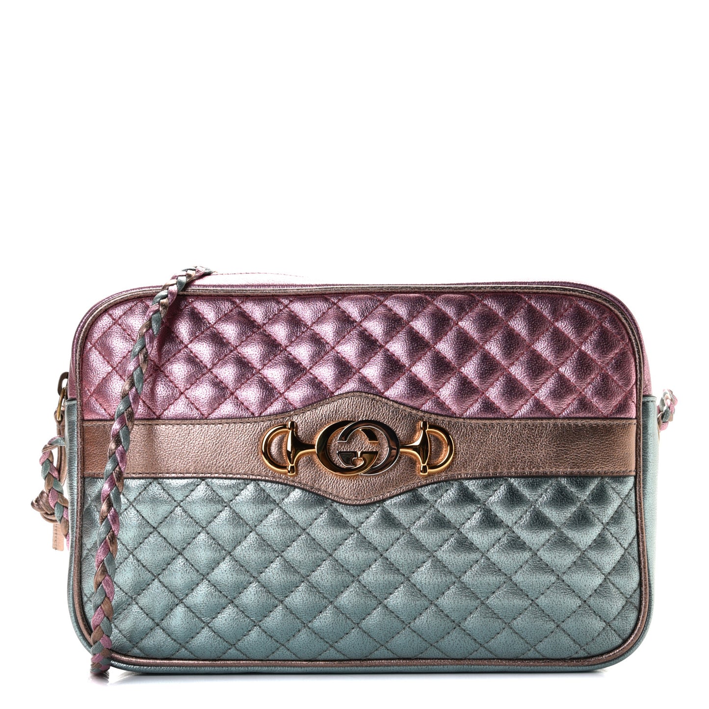 Laminated Nappa Trapuntata Small Zumi Shoulder Bag Rosa Lago Rame