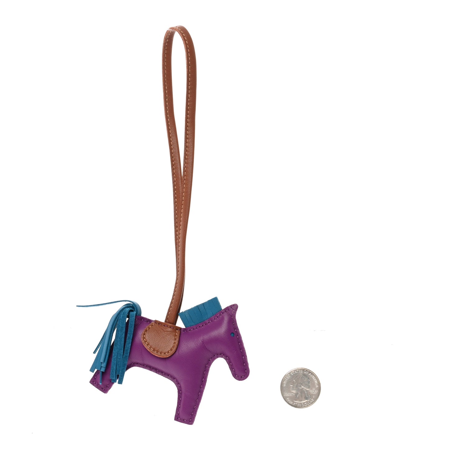 Milo Lambskin Grigri Rodeo Horse Bag Charm PM Anemone Bleu Izmir Fauve