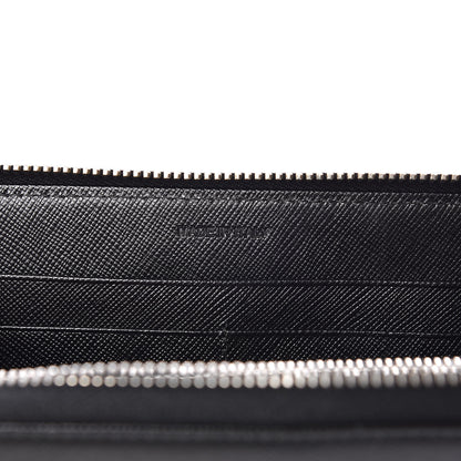 Prada Saffiano Triangle Zip Around Wallet Black 7 of 7