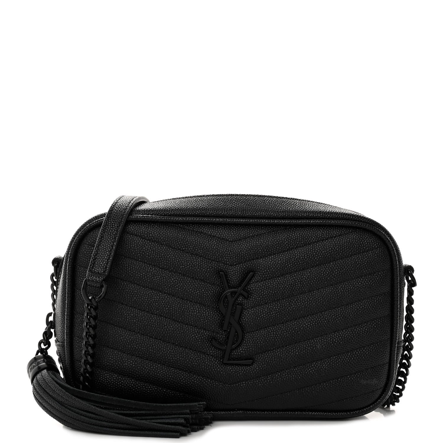Saint Laurent Grain De Poudre Matelasse Monochrome Monogram Mini Lou Camera Bag Black 1 of 9