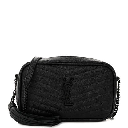 Saint Laurent Grain De Poudre Matelasse Monochrome Monogram Mini Lou Camera Bag Black 1 of 9