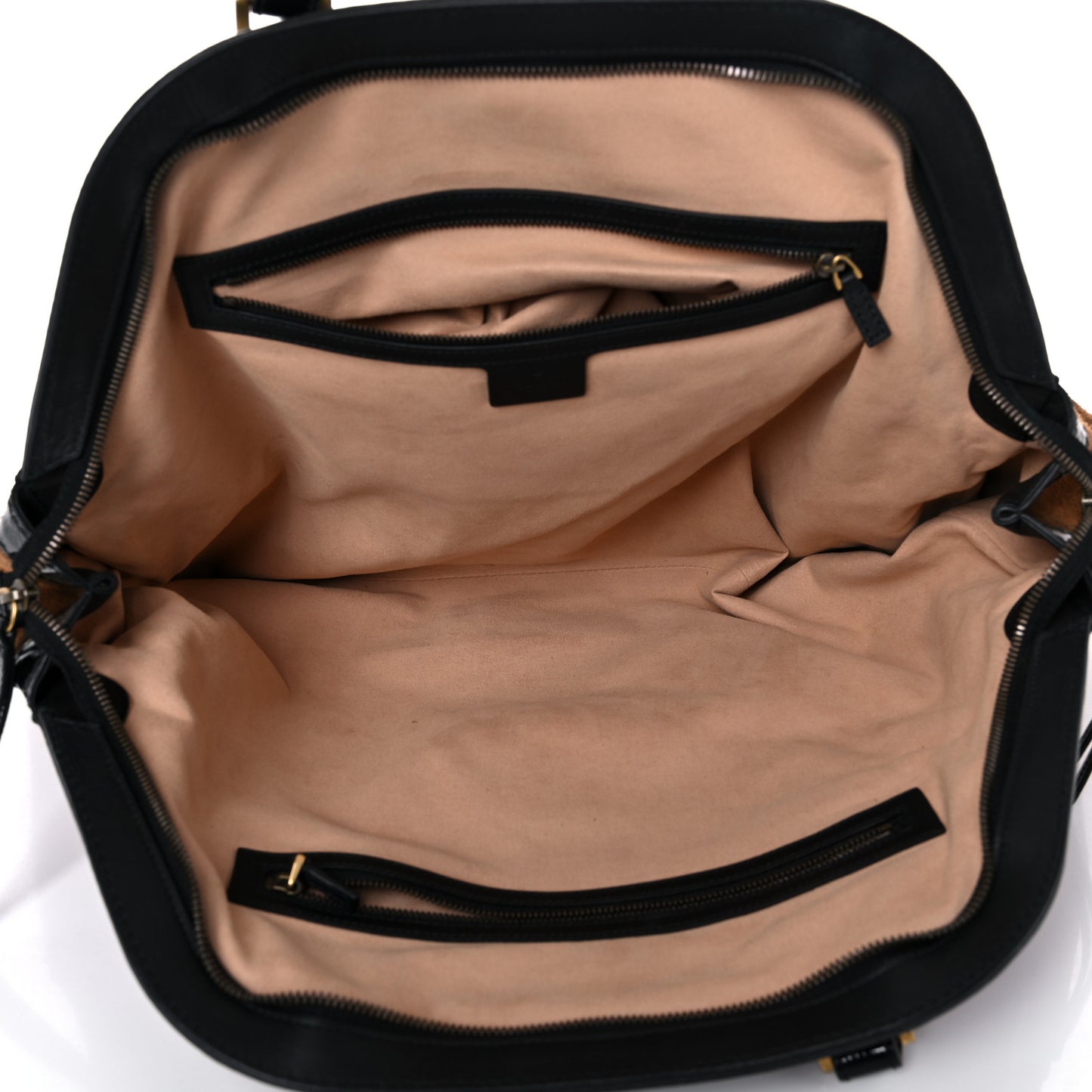 Suede Ophidia Large Re(Belle) Top Handle Bag Nocciola Black