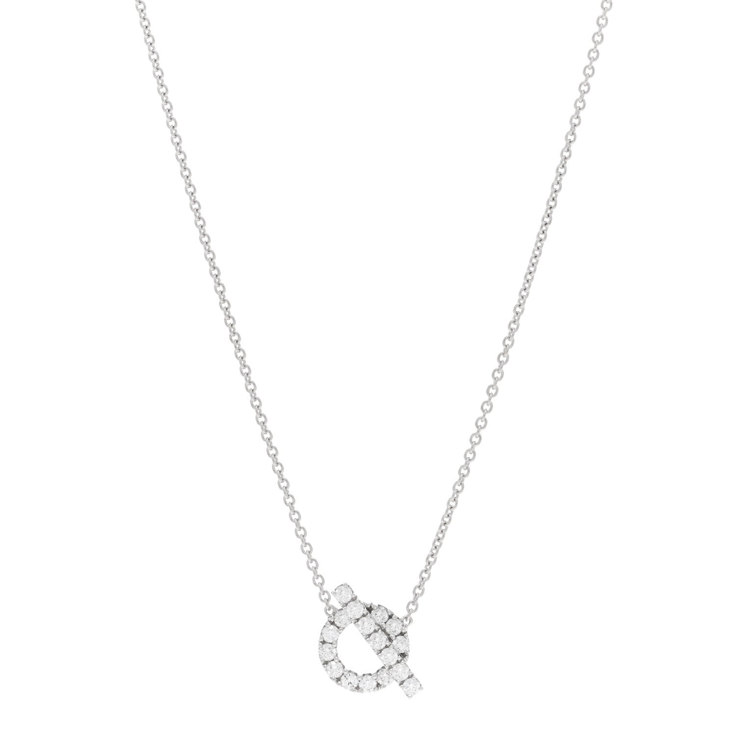 Hermes 18K White Gold Diamond Finesse Pendant Necklace 1 of 5