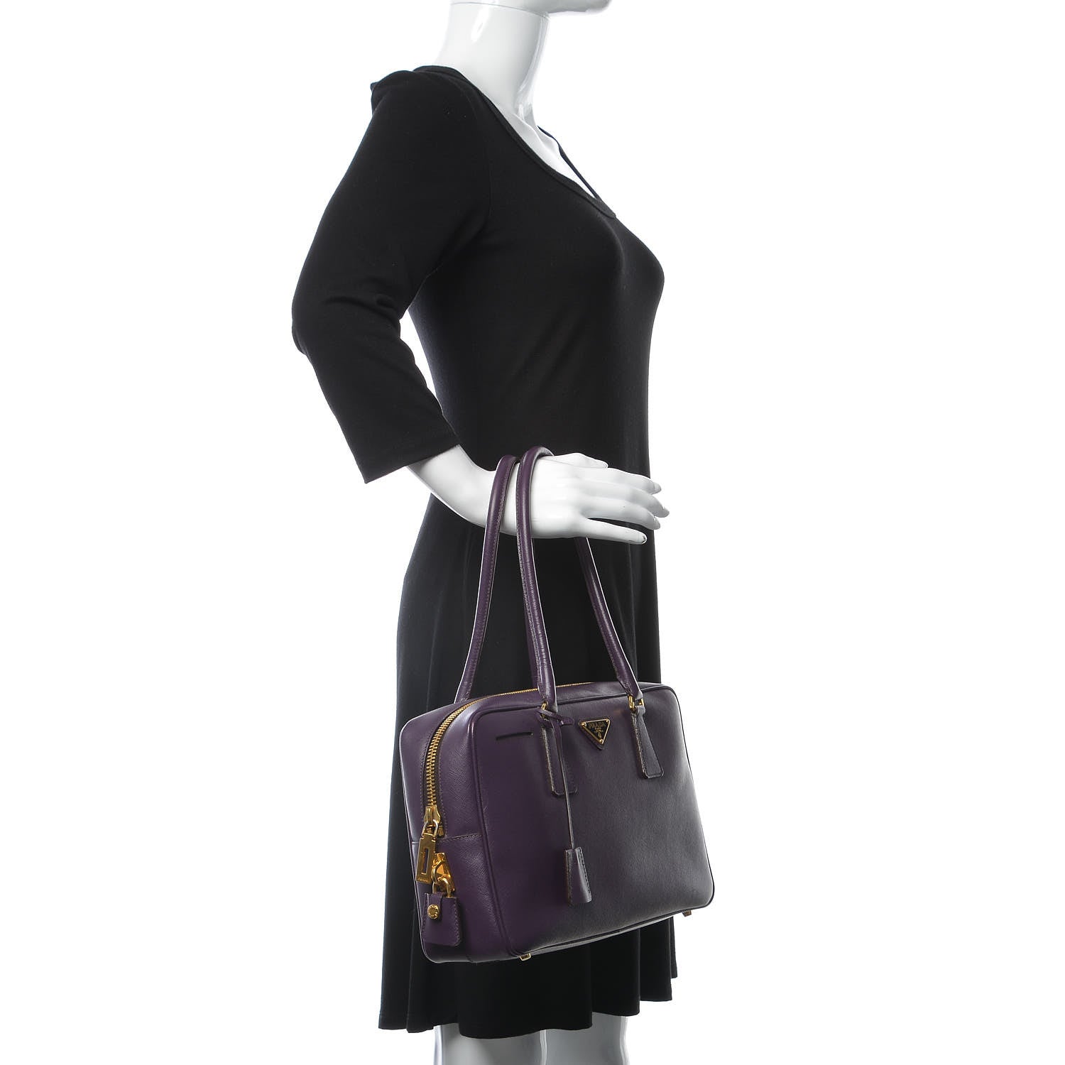 Prada Saffiano Lux Bowler Viola 2 of 16