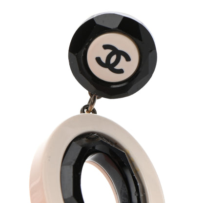 Chanel Resin CC Drop Earrings Black White 3 of 5