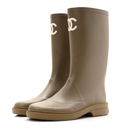 Chanel Caoutchouk CC High Boots 39 Dark Beige 3 of 8