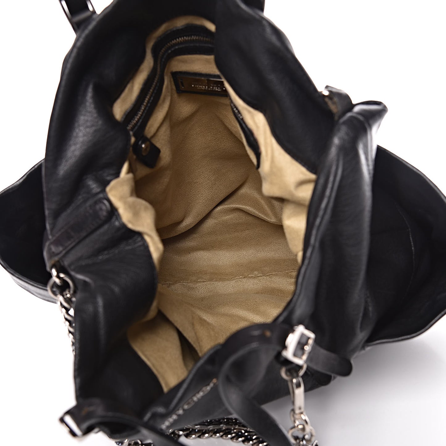 Lambskin Chain Embellished Blare Tote Black