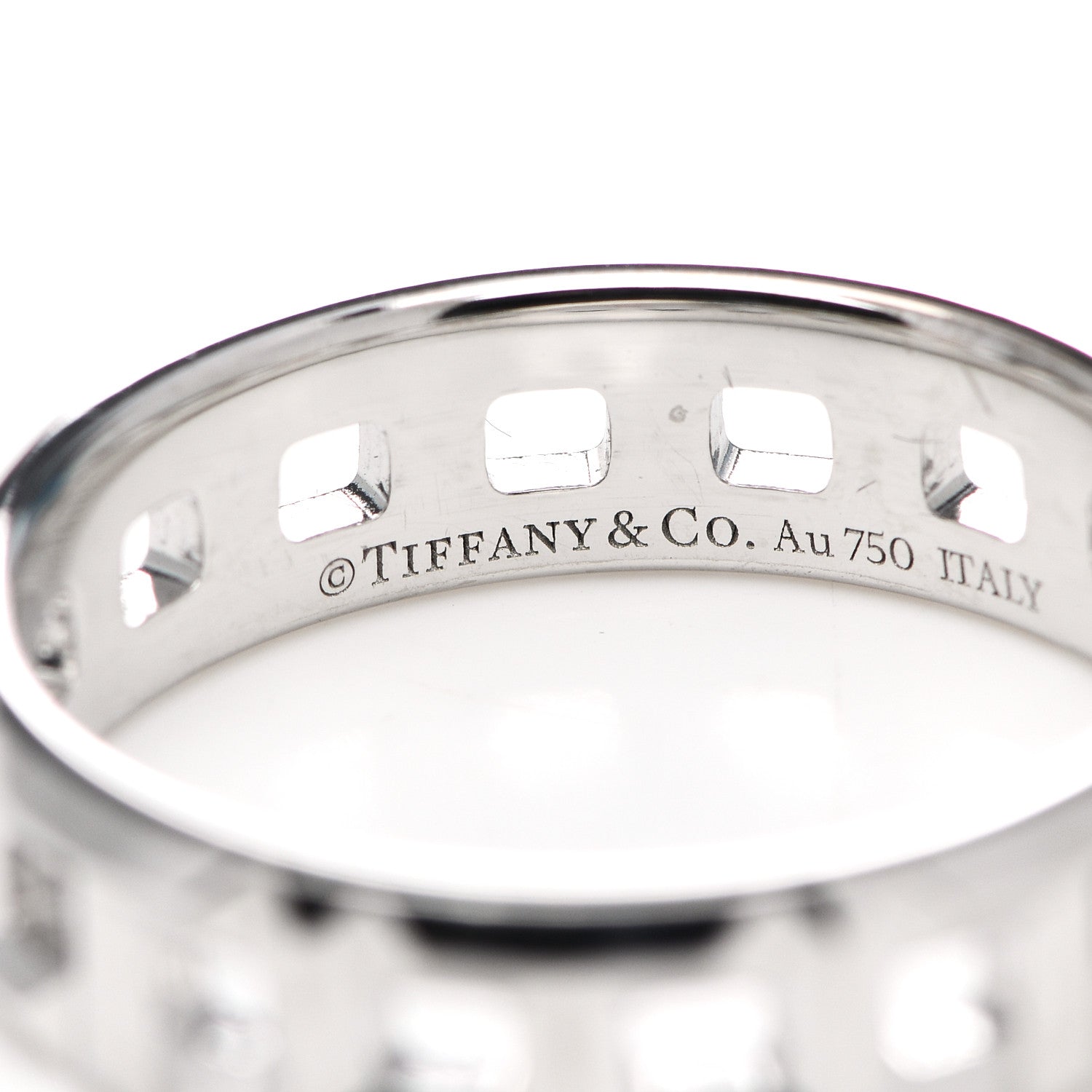 Tiffany 18K White Gold T True Wide Ring 57 8 4 of 5