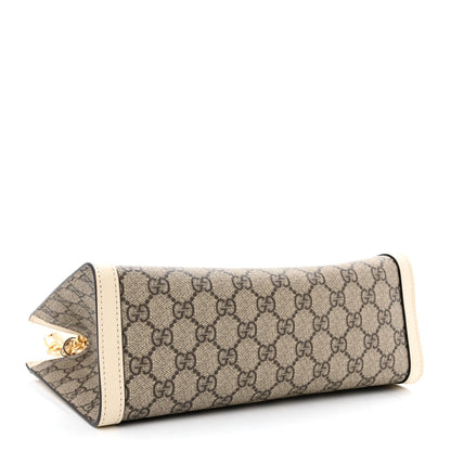 Gucci GG Supreme Monogram Moon Calfskin Small Padlock Tote Beige Ebony Mystic White 4 of 11
