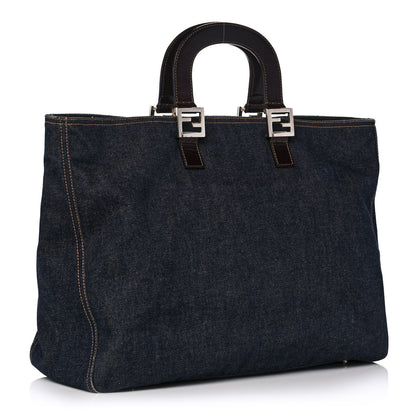 Fendi Denim Holdall Tote Blue 3 of 12