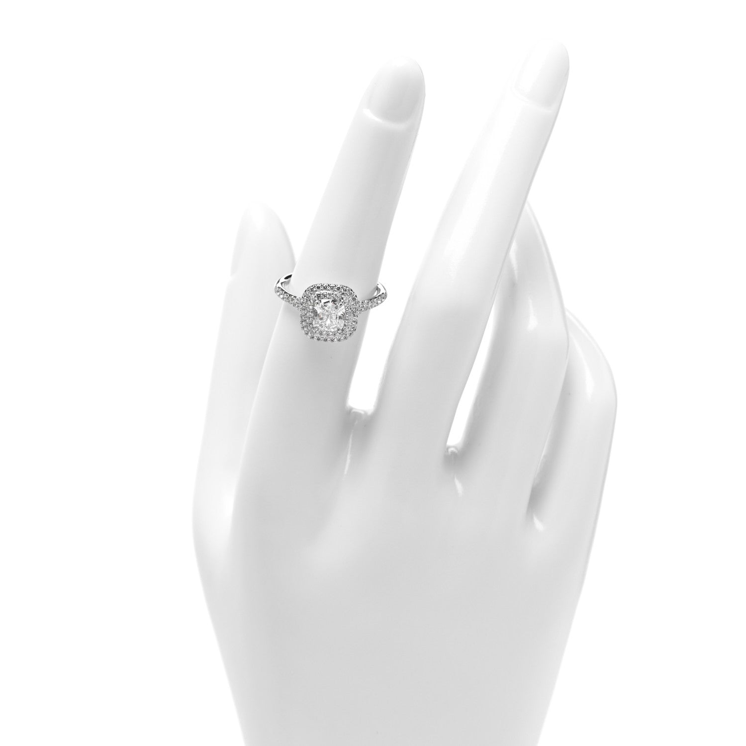 Tiffany Platinum Diamond 1.06ct Soleste Cushion Cut Double Halo Engagement Ring 52 6 2 of 5