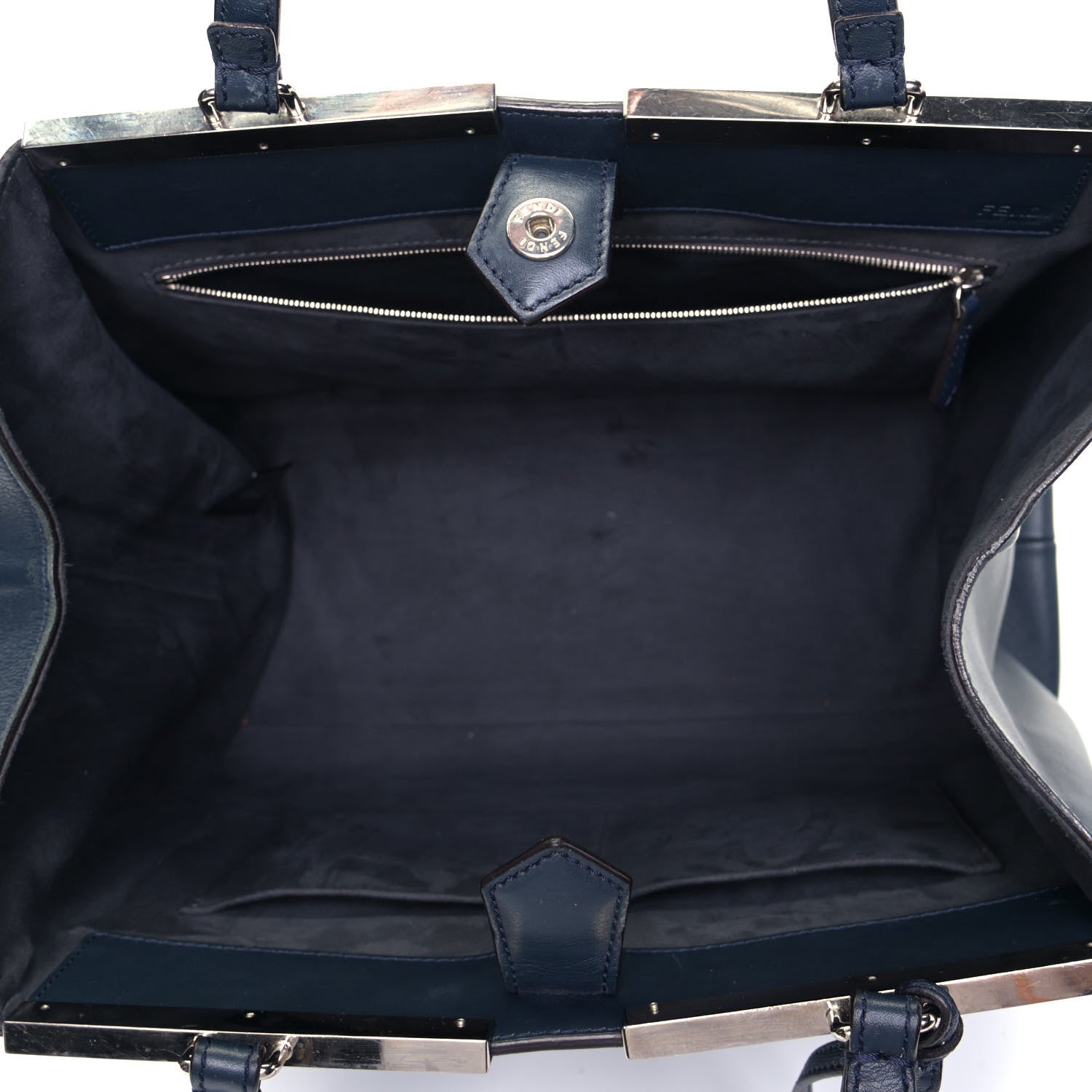 Fendi Vitello Elite Flamingo Large 3Jours Tote Navy 4 of 4