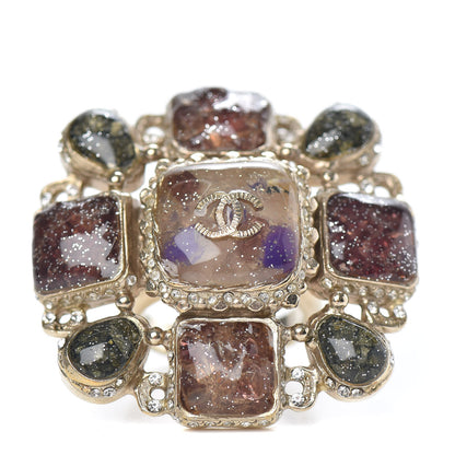Chanel Gripoix Glitter Poured Glass CC Ring 6 Gold Multicolor 1 of 5