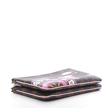 Louis Vuitton Monogram 2020 Christmas Animation Big Wheel Double Zip Pochette Rose Ballerine 4 of 11