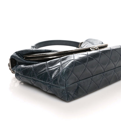 Chanel Glazed Calfskin Quilted Framed Shoulder Bag Blue 4 of 9