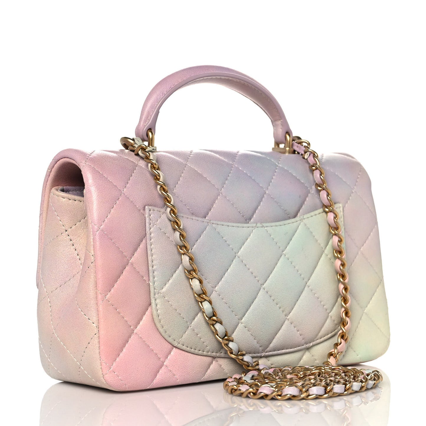 Lambskin Quilted Ombre Mini Top Handle Rectangular Flap Pink Multicolor