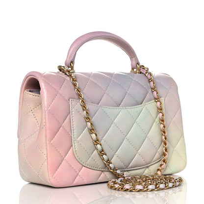 Chanel Lambskin Quilted Ombre Mini Top Handle Rectangular Flap Pink Multicolor 2 of 9