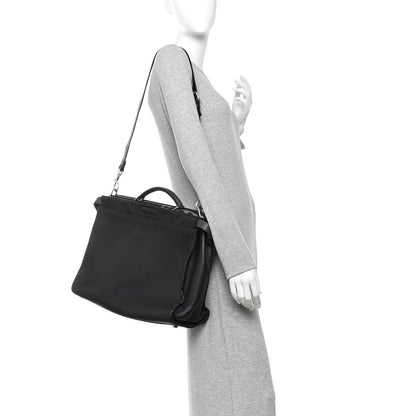 Fendi Cuoio Romano Selleria Metal Stitch Large Mens Peekaboo Iconic Essential Satchel Black 2 of 12