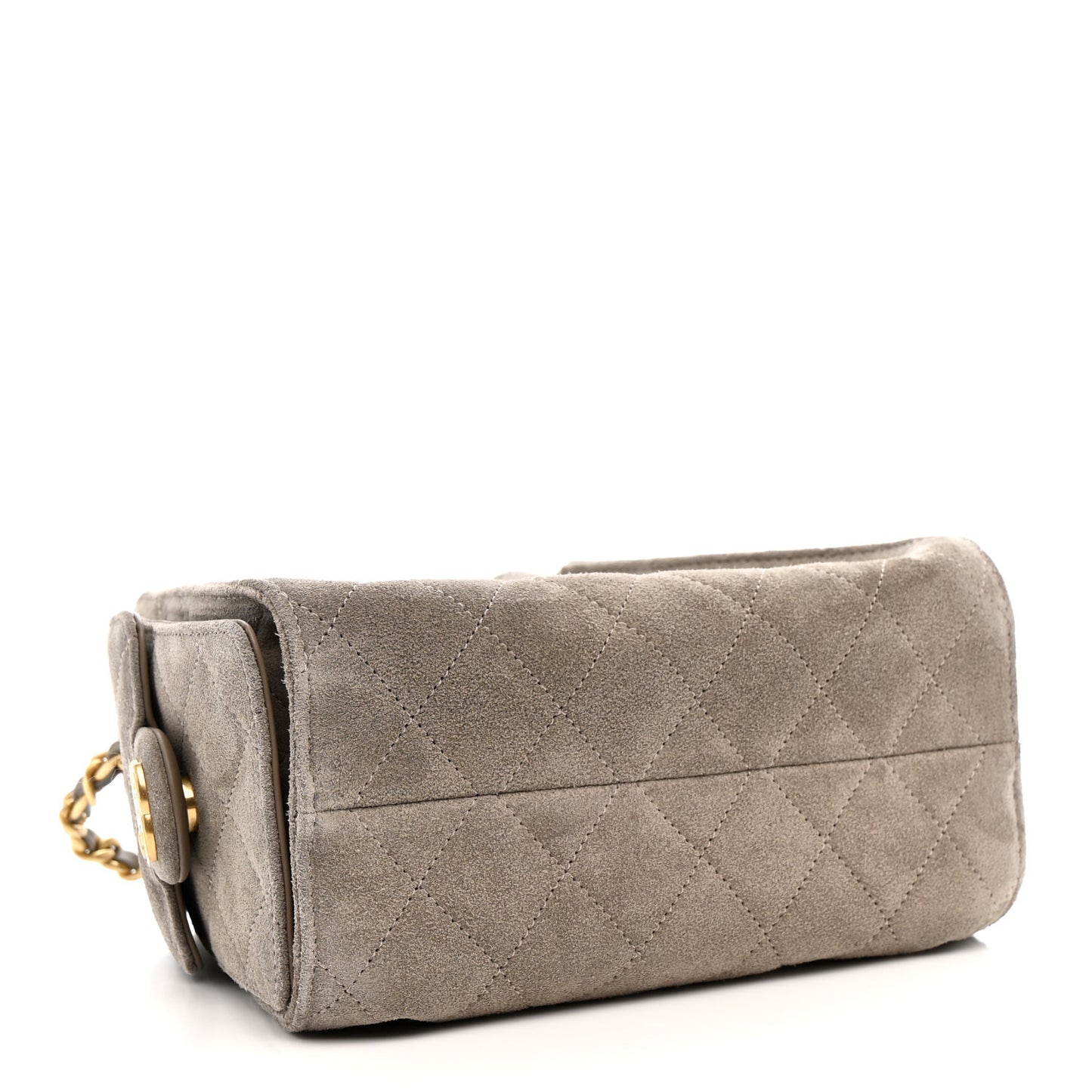 Suede Quilted Mini Chanel 25 Handbag Dark Grey