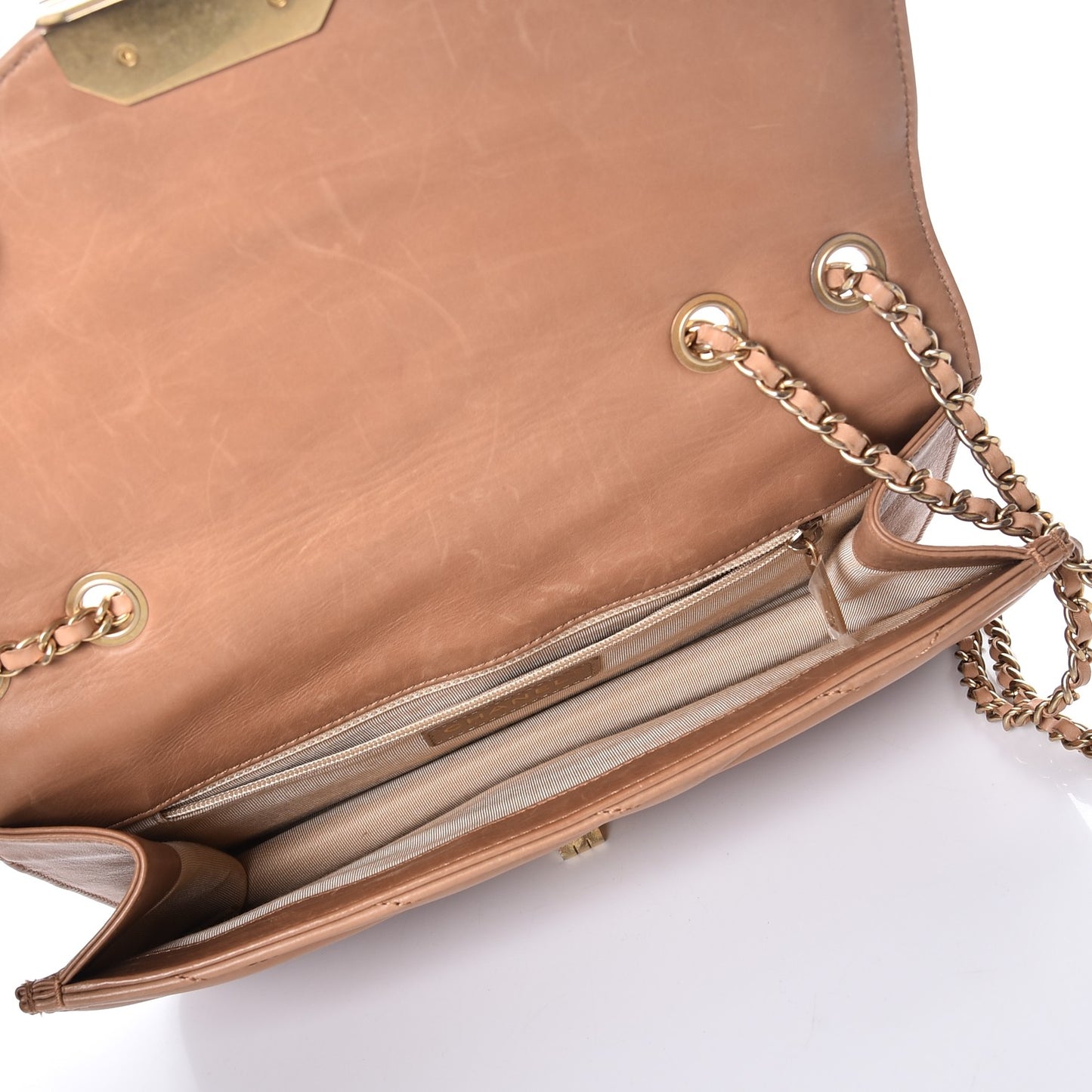 Calfskin Chevron Gabrielle Flap Brown