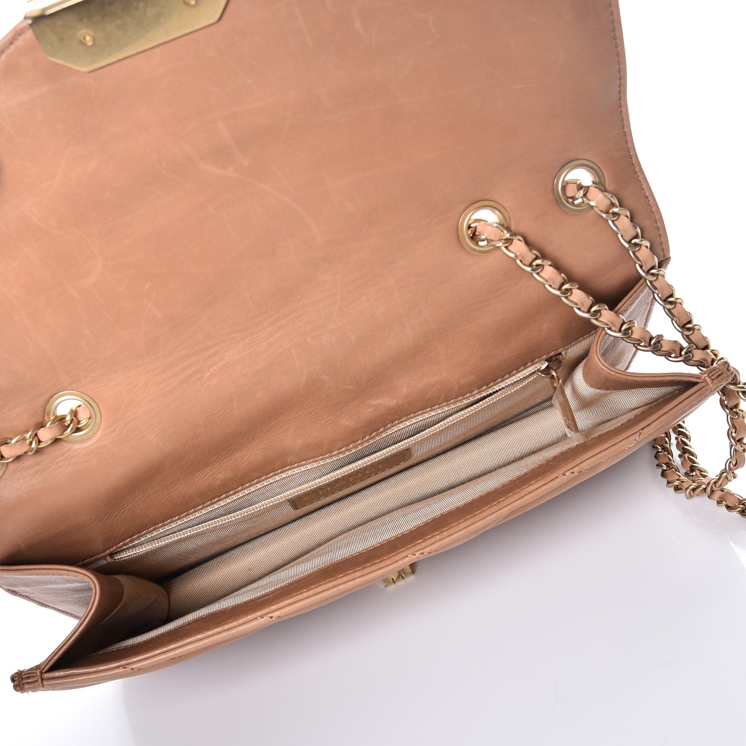 Chanel Calfskin Chevron Gabrielle Flap Brown 6 of 9
