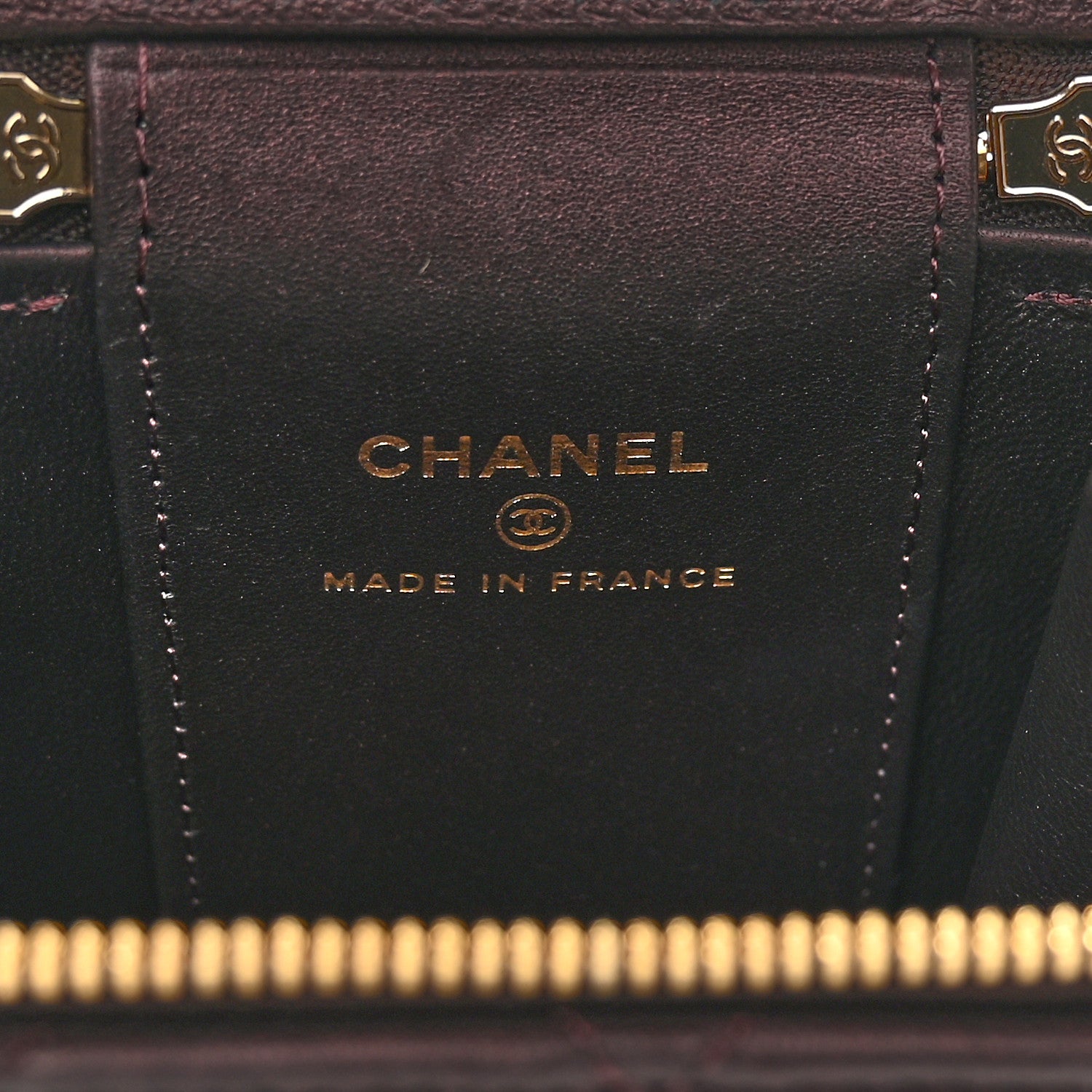 Chanel Iridescent Lambskin Quilted Mini Top Handle Vanity Case With Chain Burgundy 6 of 11